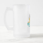 犬はバーによって曇らされるマグに歩きます-ロゴを着色して下さい フロストグラスビールジョッキ (左)