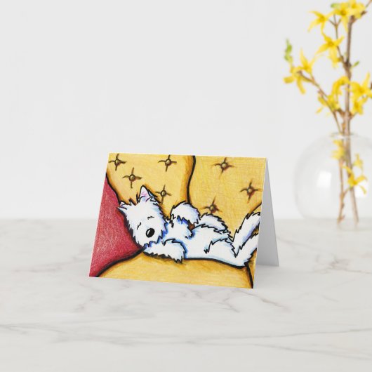 犬はメッセージカードWestieのうたた寝しました カード (黄色い花)