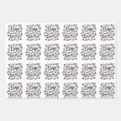 犬はラブブラックポーズと赤いハートタイポグラフィ ラッピングペーパーシート (正面3)