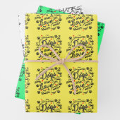 犬はラブブラックポーズと赤いハートタイポグラフィ ラッピングペーパーシート (インサイチュ)