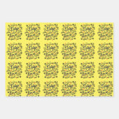 犬はラブブラックポーズと赤いハートタイポグラフィ ラッピングペーパーシート (正面)