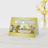 犬は人間が行く間に食事おもしろい誕生日カード カード (黄色い花)