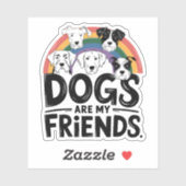 犬は友達 虹のビニールステッカー シール (シート)