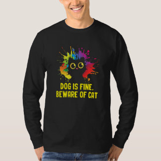 犬は大丈夫 猫に注意 サーカスティックな猫好き サーカズム Tシャツ