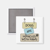 犬は奇跡で前足の四角い磁石 マグネット (正面/裏面)