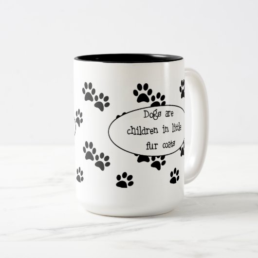 犬は小さい毛皮のコートのマグの子供です ツートーンマグカップ (正面右)