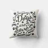 犬は愛の足とハートタイポグラフィ クッション (裏面)