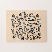 犬は愛の足とハートタイポグラフィ ジグソーパズル (横)