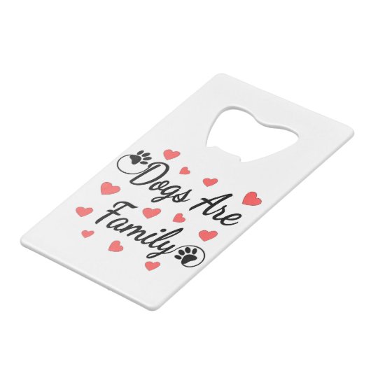 犬は愛犬家の家族タイポグラフィである クレジットカード栓抜き (正面アングル)