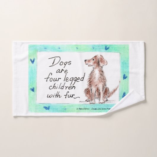 犬は毛皮を持つ四足の子どもだ ハンドタオル (ハンドタオル)