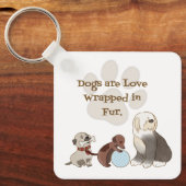 犬は毛糸包まれたの鎖に愛がある キーホルダー (正面)
