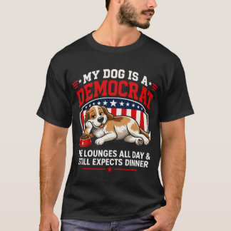 犬は民主党員 面白い犬 ポリティカル・サタイア Tシャツ