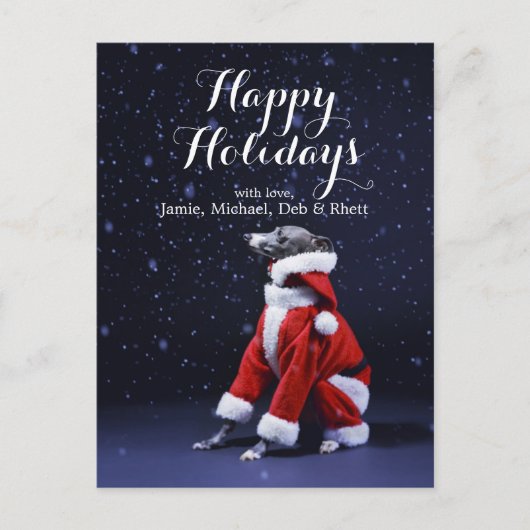 犬は父のクリスマスに置くことを坐らせます シーズンポストカード (正面)