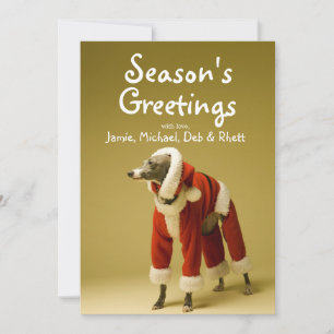 犬は父のクリスマスの衣服2を身に着けています シーズンカード