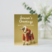 犬は父のクリスマスの衣服2を身に着けています シーズンポストカード (スタンド正面)