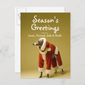 犬は父のクリスマスの衣服2を身に着けています シーズンポストカード (正面/裏面)