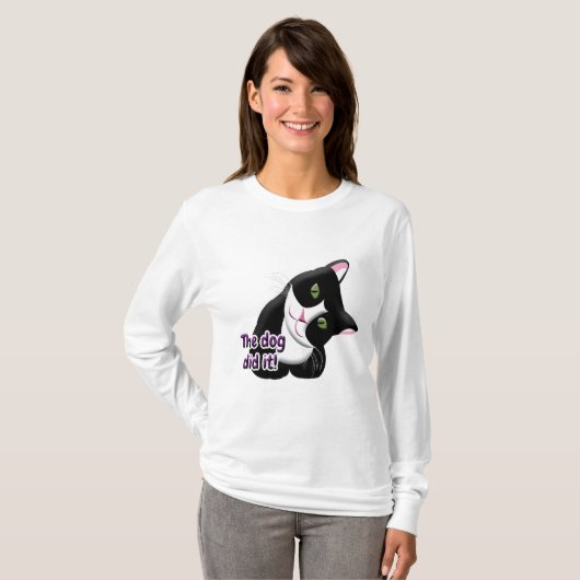 犬は猫にやった Tシャツ (正面フル)