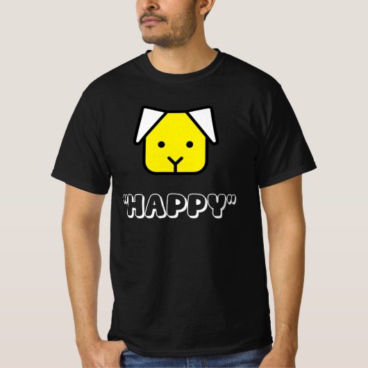 「犬は私たちを幸せにする」かわいい犬の顔デザイン Tシャツ (正面)