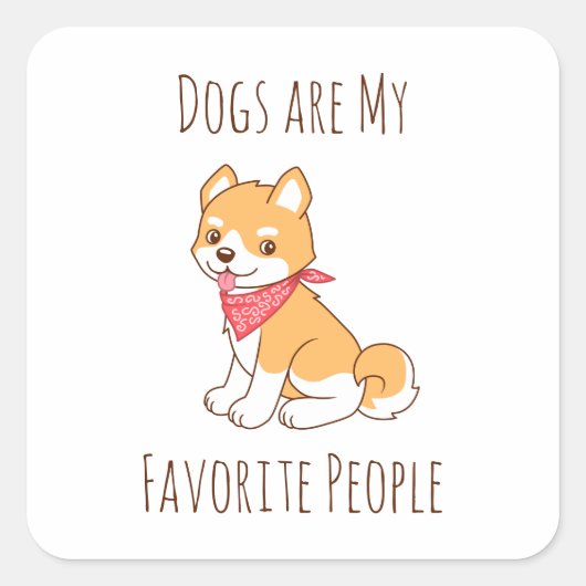 犬は私のお気に入りのピーピードッグ柴犬 スクエアシール (正面)