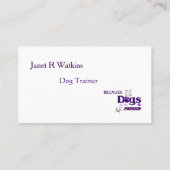 犬は私のパッションドッグトレーナーの名刺 名刺 (裏面)