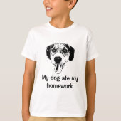 犬は私の宿題の子供のTシャツを食べました Tシャツ (正面)