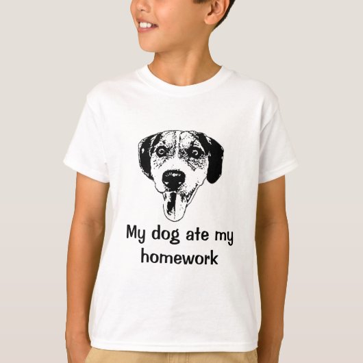 犬は私の宿題の子供のTシャツを食べました Tシャツ (正面)