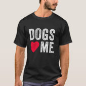 犬は私を愛するハートペットの飼い主の犬のパパ母パピーVi Tシャツ (正面)