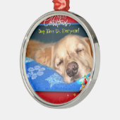 犬は私達をの皆賛美します! 組み立てられた休日のオーナメント メタルオーナメント (左)