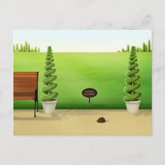"犬は許されない"おもしろい犬プールinパークカスタム ポストカード (正面)