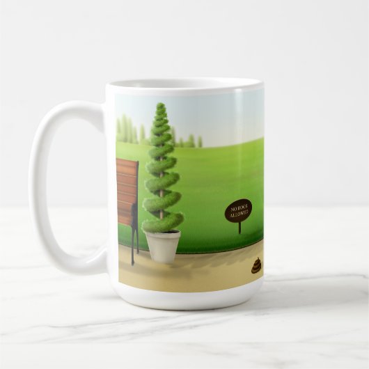 "犬は許されない"美しい公園大きな犬の糞 コーヒーマグカップ (左)