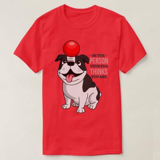 犬は遊赤い球を持っている Tシャツ (デザイン正面)