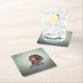 犬は長い髪のダシュントを育てる スクエアペーパーコースター (インサイチュ)