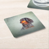 犬は長い髪のダシュントを育てる スクエアペーパーコースター (アングル)