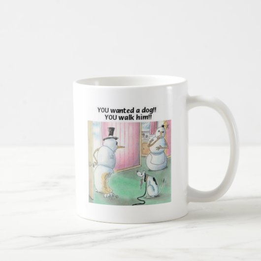 犬は雪だるまで小便をします コーヒーマグカップ (右)