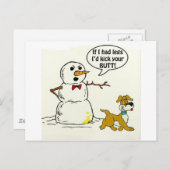 犬は雪だるまで小便をします ポストカード (正面/裏面)