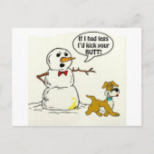 犬は雪だるまで小便をします ポストカード (正面)