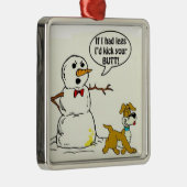 犬は雪だるまのクリスマスツリーのオーナメントで小便をします メタルオーナメント (右)