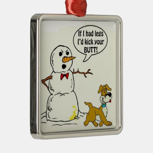 犬は雪だるまのクリスマスツリーのオーナメントで小便をします メタルオーナメント (右)