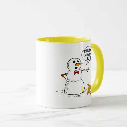犬は雪だるまの冗談で小便をします マグカップ (正面右)