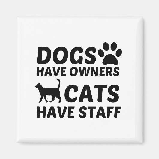 犬は飼い主が猫に杖を持つ マグネット (正面)