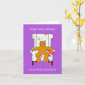 犬は飼い主に猫は雇い主がいる カード (黄色い花)