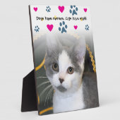 犬は飼い主、猫は杖を持つ フォトプラーク (側面)