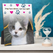 犬は飼い主、猫は杖を持つ フォトプラーク (側面)