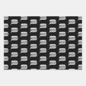 犬は骨の愛犬家白黒パターン ラッピングペーパーシート (正面3)