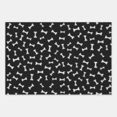 犬は骨の愛犬家白黒パターン ラッピングペーパーシート (正面2)