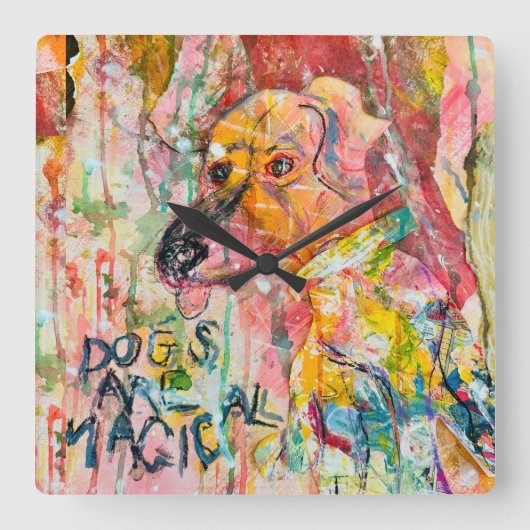 犬は魔法 スクエア壁時計 (正面)