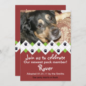 犬または子犬の採用のパーティーの発表 招待状 (正面/裏面)