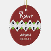 犬または子犬の採用の発表 セラミックオーナメント (右)