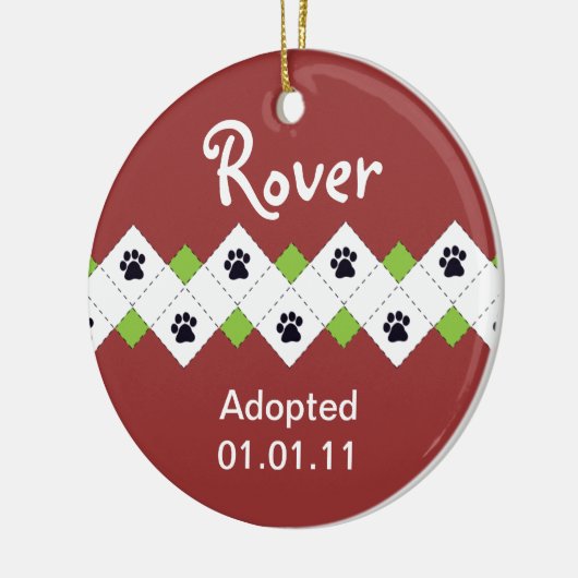 犬または子犬の採用の発表 セラミックオーナメント (左)