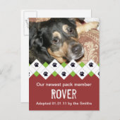 犬または子犬の採用の発表 案内ポストカード (正面/裏面)